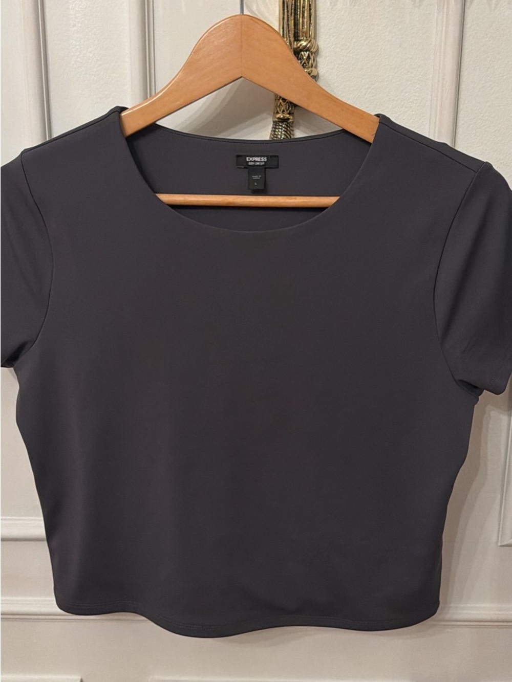 Express Women’s Short Sleeve Crop Top - Charcoal